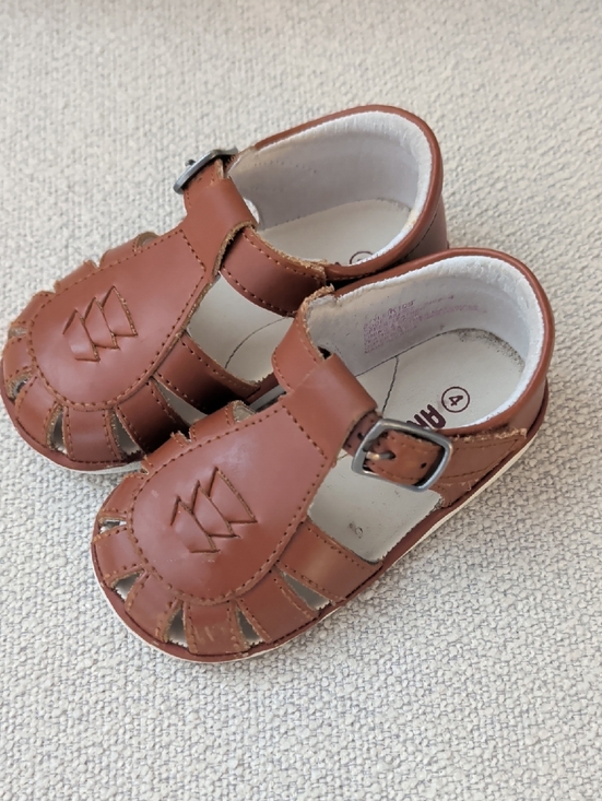 Angel Dear Other - Angel Dear Brown Leather Toddler Fisherman Sandals